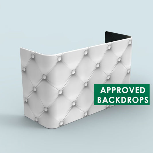 DJ Facade - White Faux Tufted (6.5ft x 4ft) - Approved Backdrops - Your One-Stop Shop