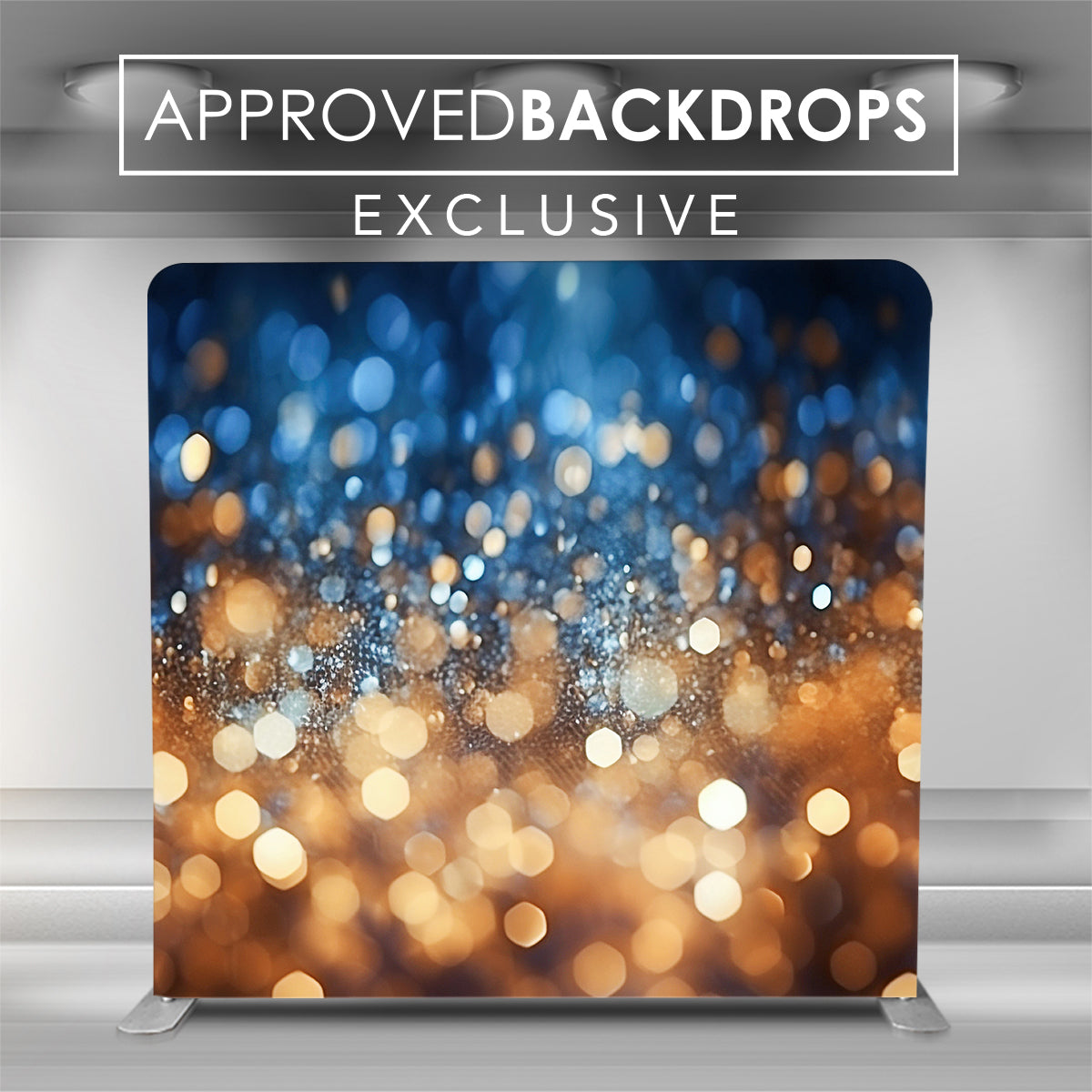 Pillow Cover - Blue Gold Bokeh