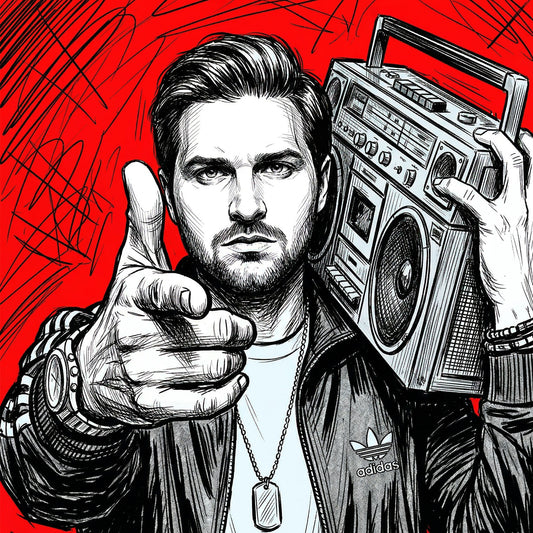 AI Prompt - Retro Rapper Art Sketch